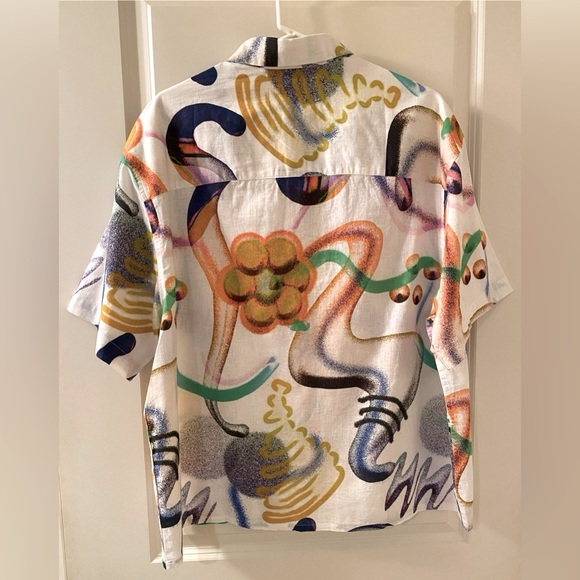 ASOS Design Men’s Short Sleeve Button Down Shirt Size M Boxy Cut 90s/80s Style - Picture 5 of 11